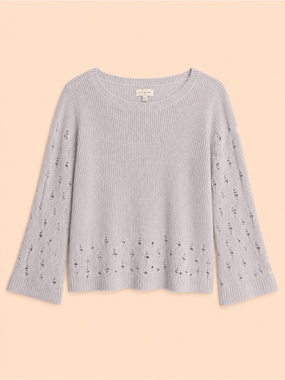 LUCKY BRAND GREY WOMENS DISTRESSED SWEATER